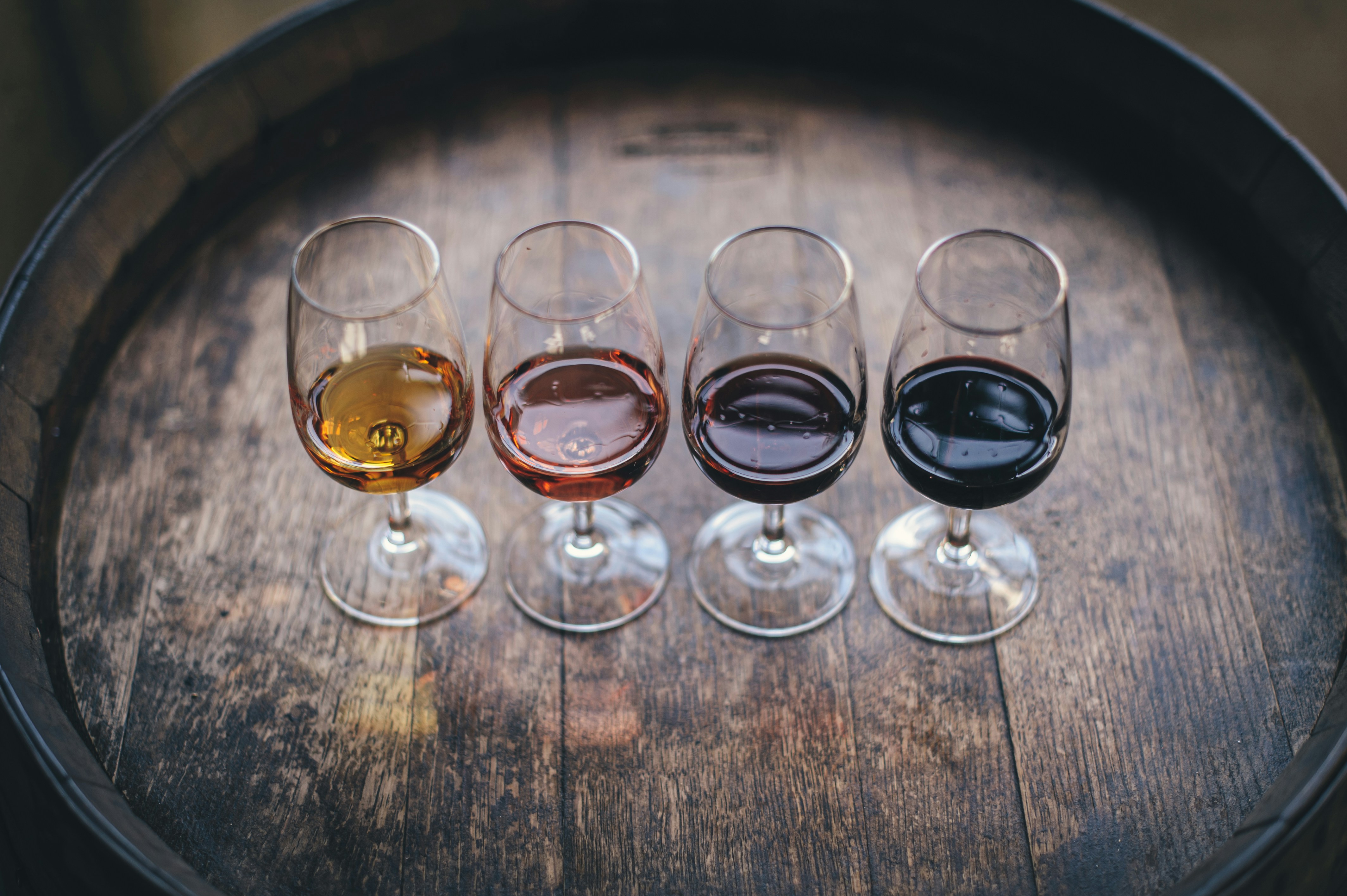 Interior of a Port wine cellar with oak barrels