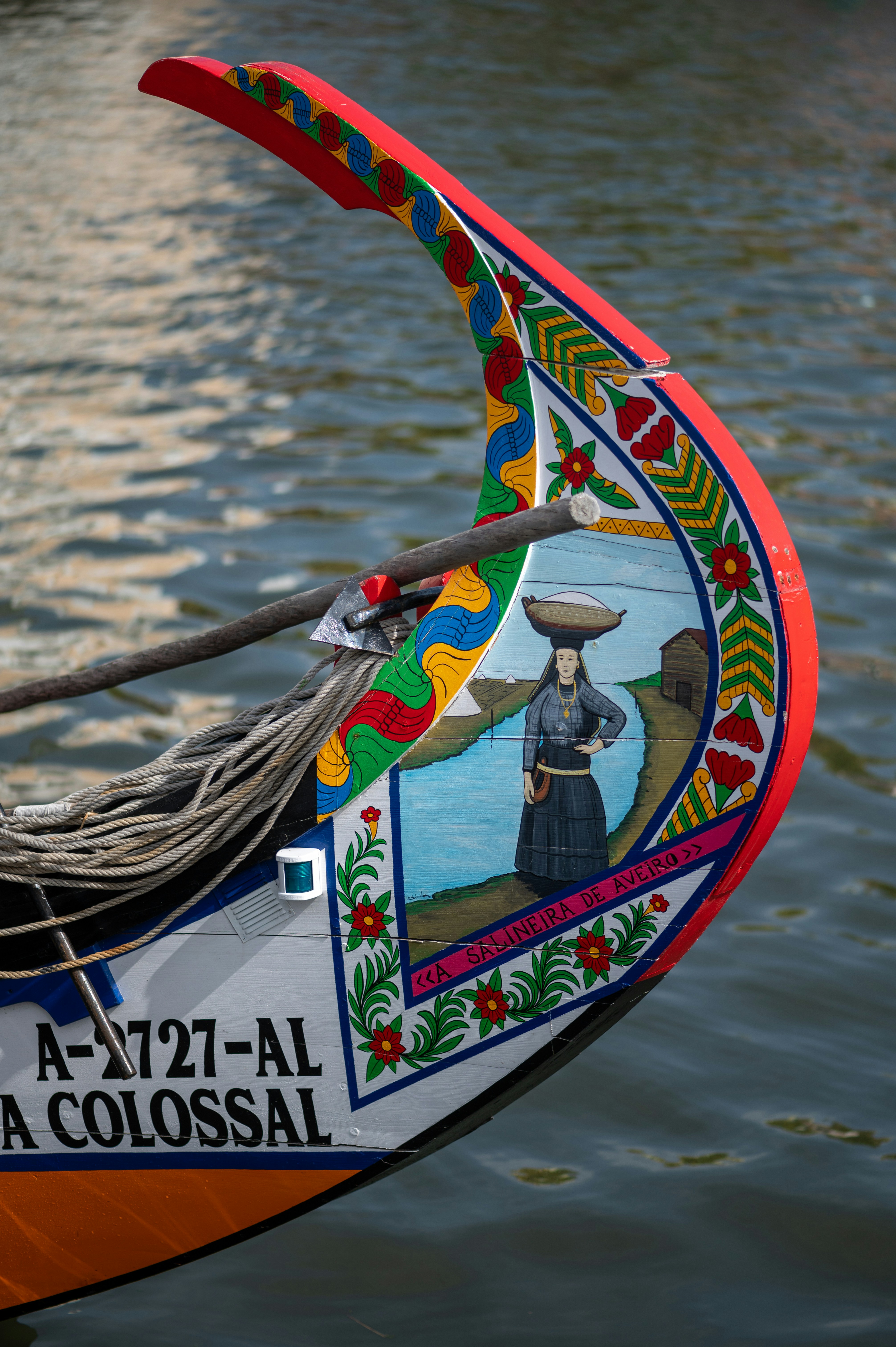 Moliceiro boats on the canals of Aveiro, Portugal