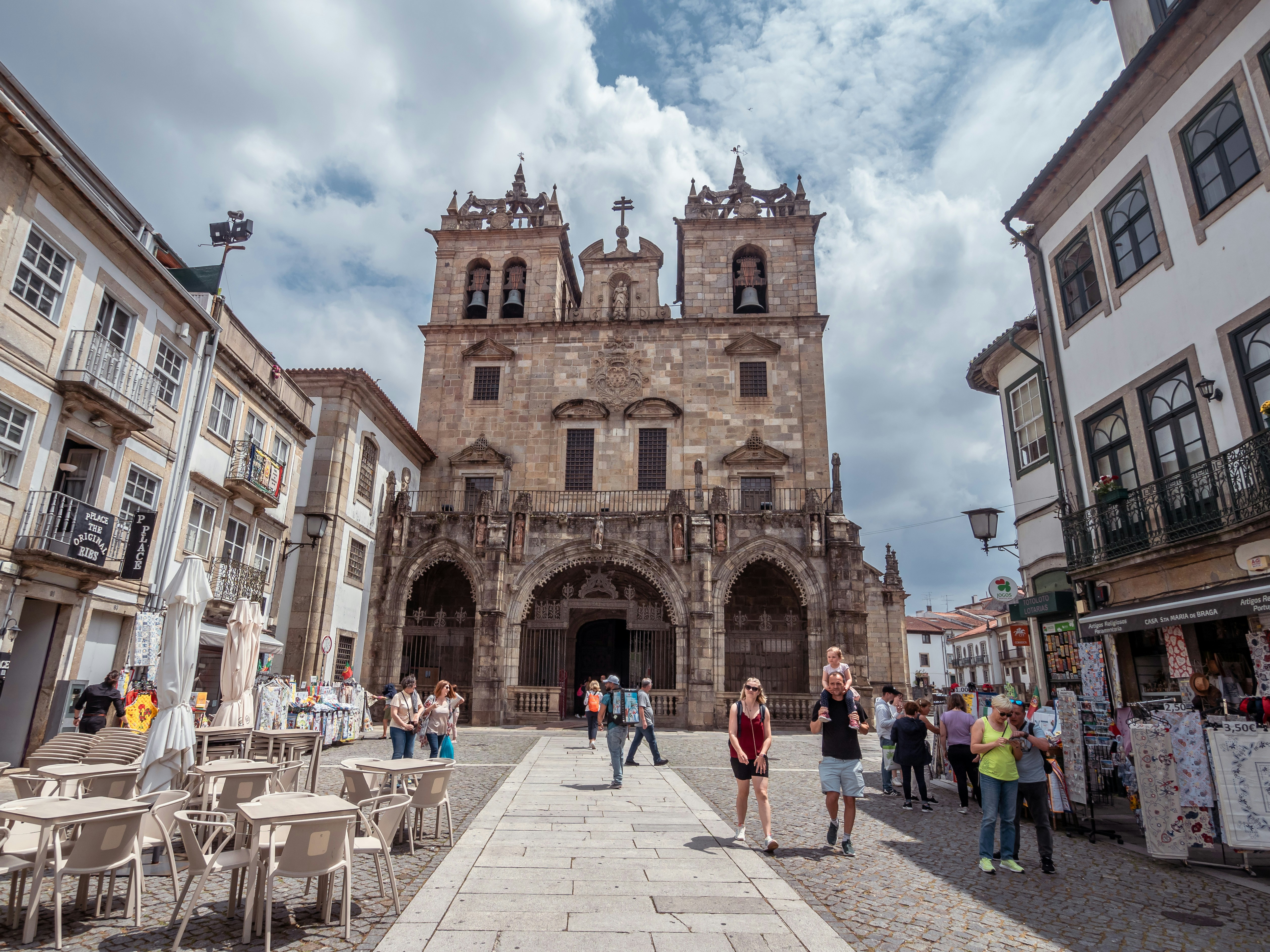 Braga Cathedral square with visitors — historic heart of the city