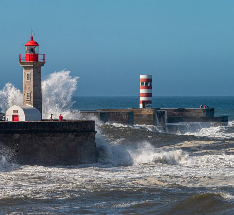 Foz do Douro beach at sunset with Atlantic ocean views