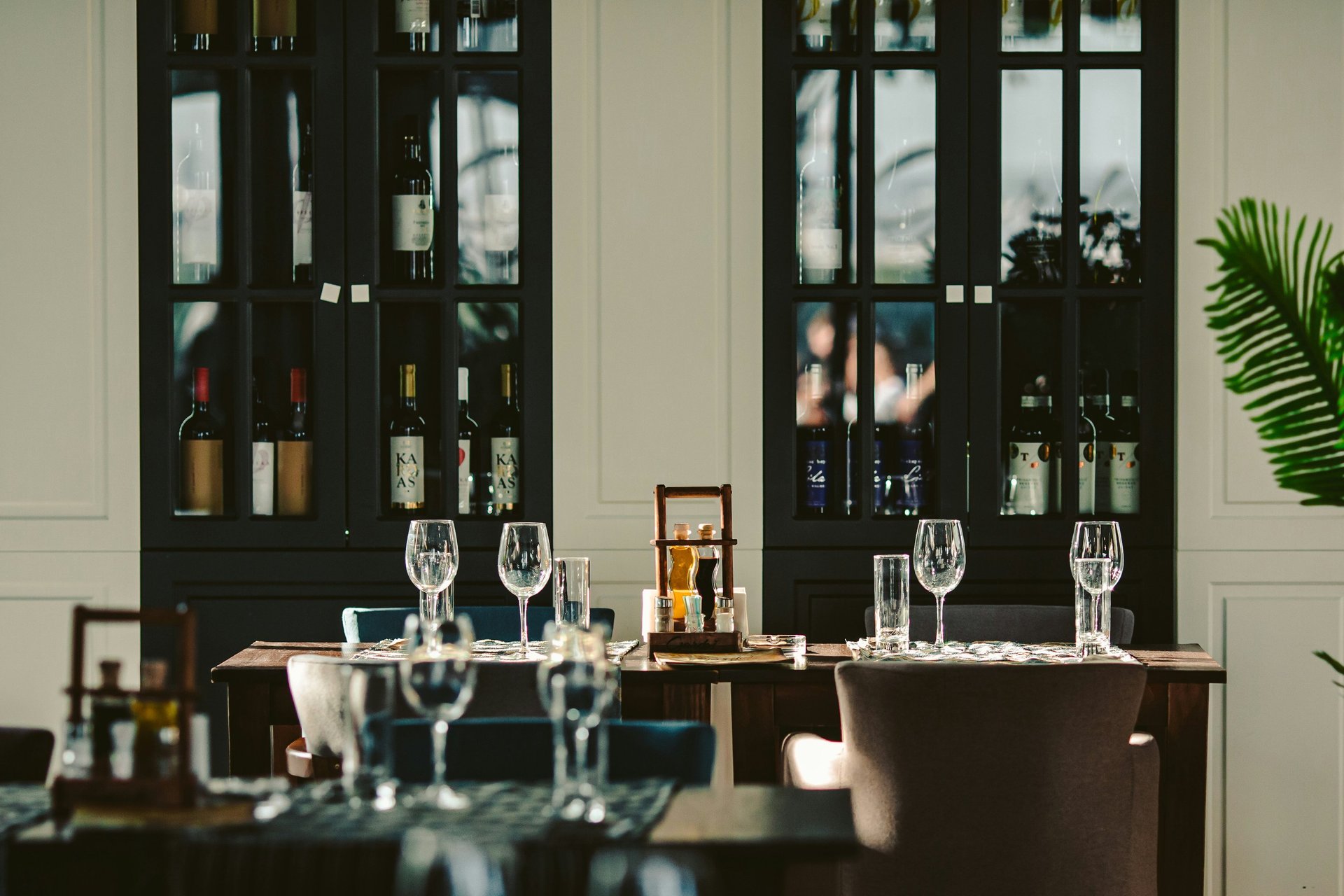 Elegant restaurant interior in Porto with traditional Portuguese architecture