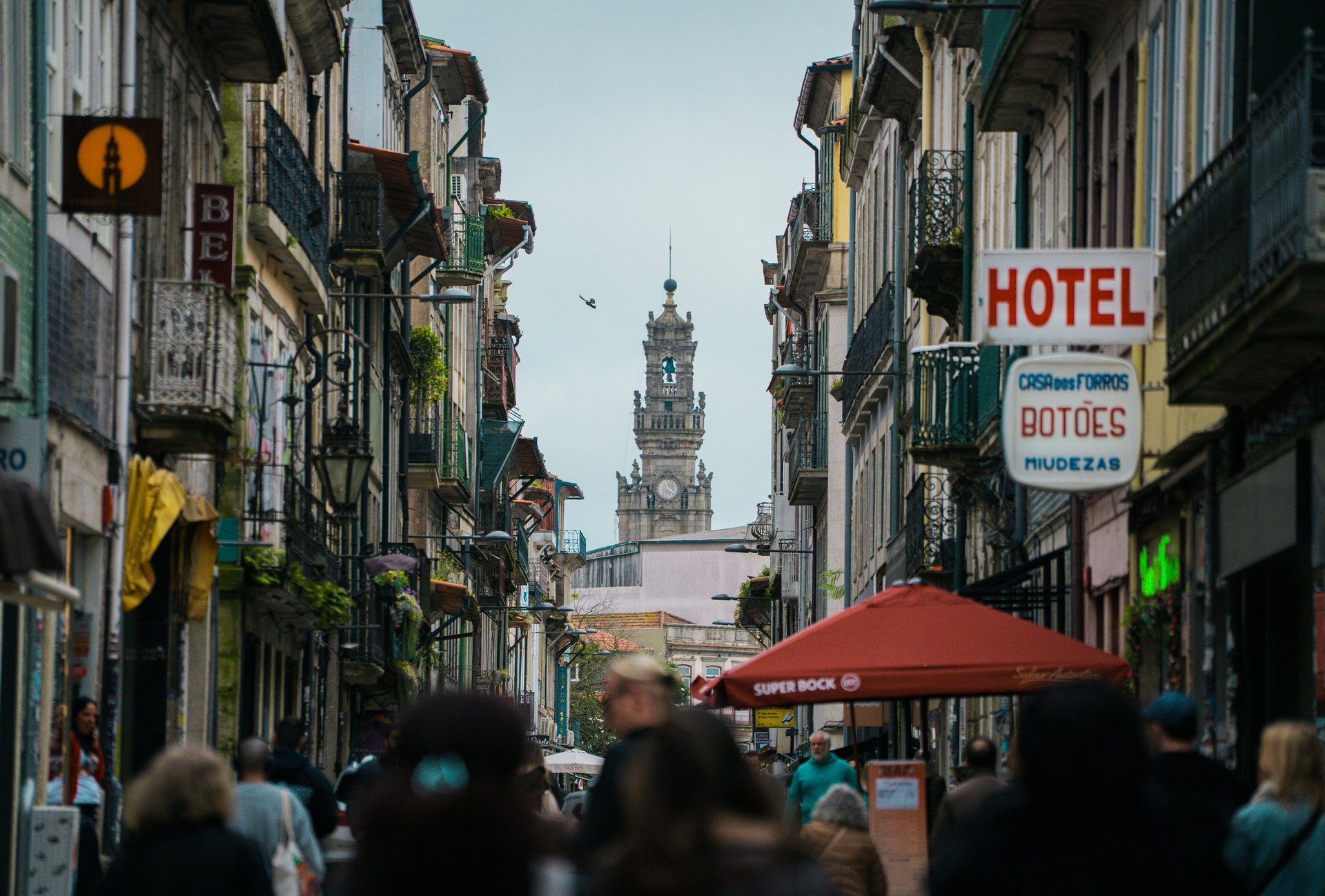 Rua de Santa Catarina shopping street in Porto with beautiful architecture